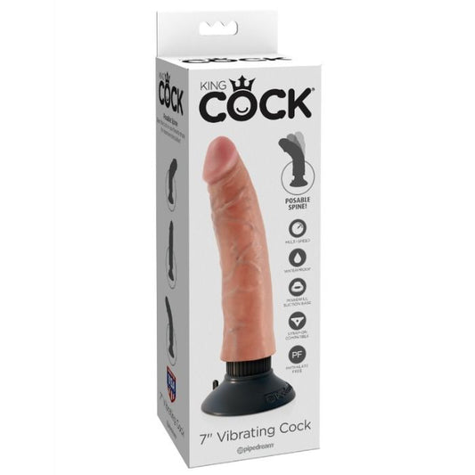 KING COCK GODE VIBRATEUR 17.78 CM NATUREL - Aura Intime