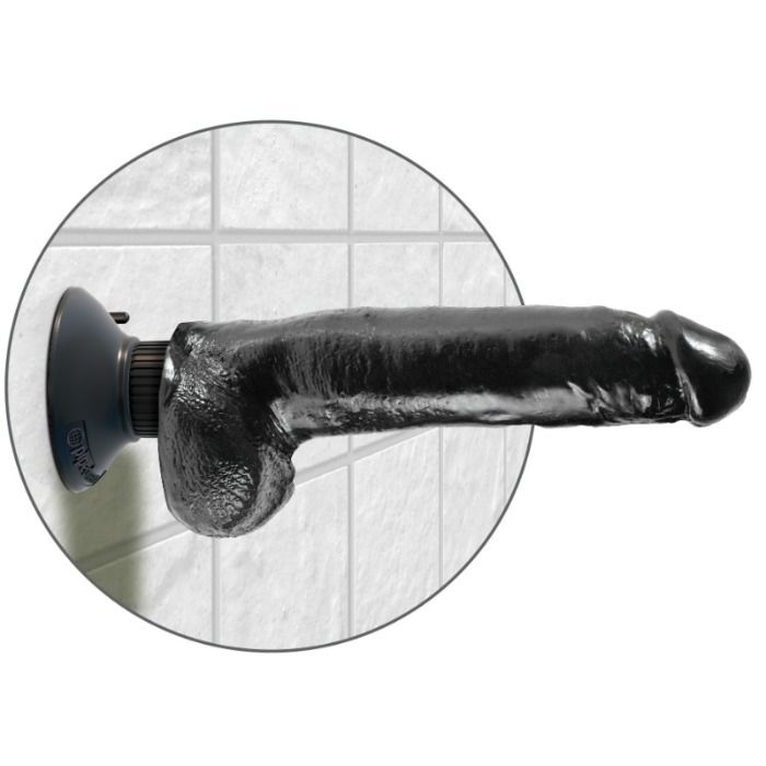 KING COCK - Gode Vibrant Avec Testicules 23 Cm Noir