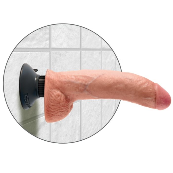 KING COCK GODE VIBRATEUR TESTICULES 23 CM NATUREL — vue arrière
