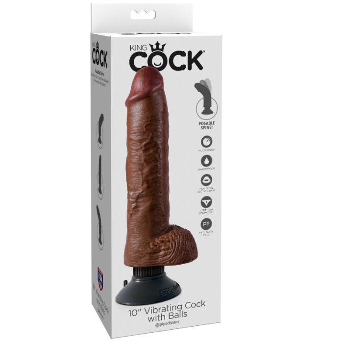 KING COCK GODE VIBRATEUR TESTICULES 25.5 CM COULEUR MARRON — vue alternative