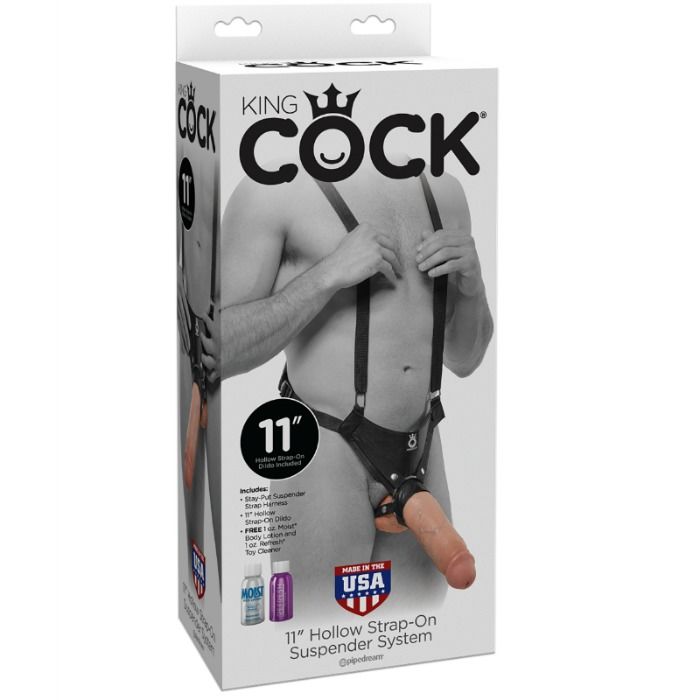 KING COCK STRAP-ON GODE CREUX 28 CM SANGLES COULEUR CHAINE — vue détaillée
