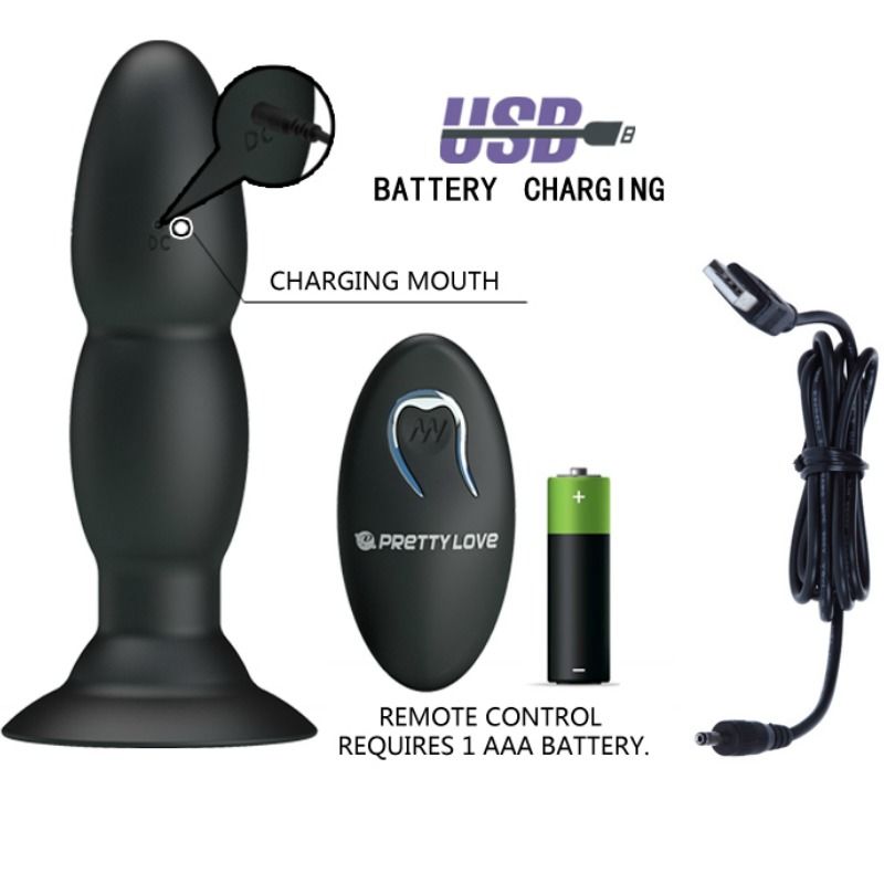 PRETTY LOVE BOTTOM Vibrateur Plug Rotation Par Télécommande — accessoires inclus
