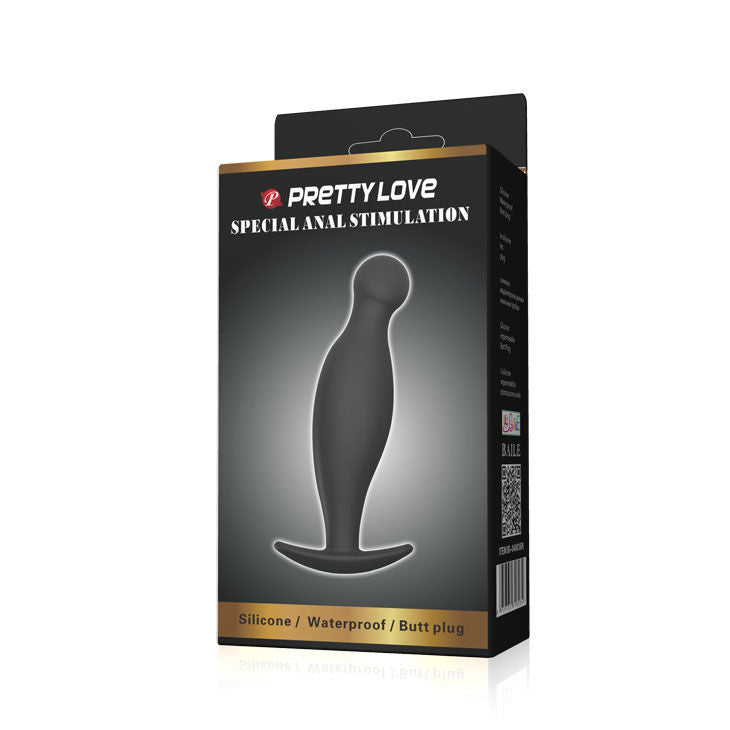 PRETTY LOVE BOTTOM Plug Anal Silicone E 11.7 Cm Noir — accessoires inclus