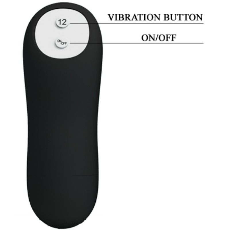 PRETTY LOVE BOTTOM Plug Anal Silicone Forme Pénis 12 Modes Vibration Noir — accessoires inclus