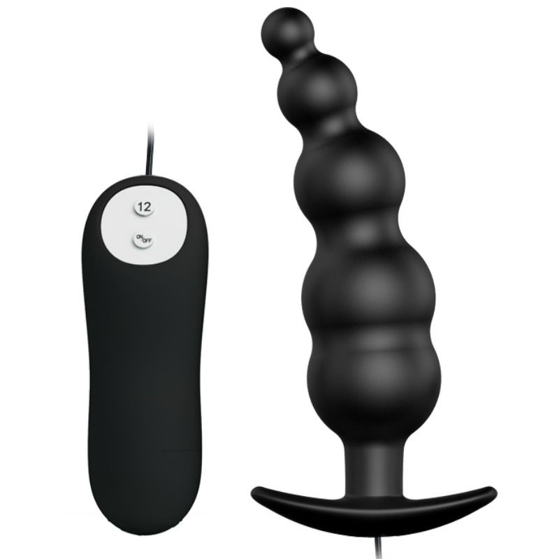 PRETTY LOVE BOTTOM Plug Anal Silicone Extra Stimulation 12 Modes Vibration Noir - Aura Intime