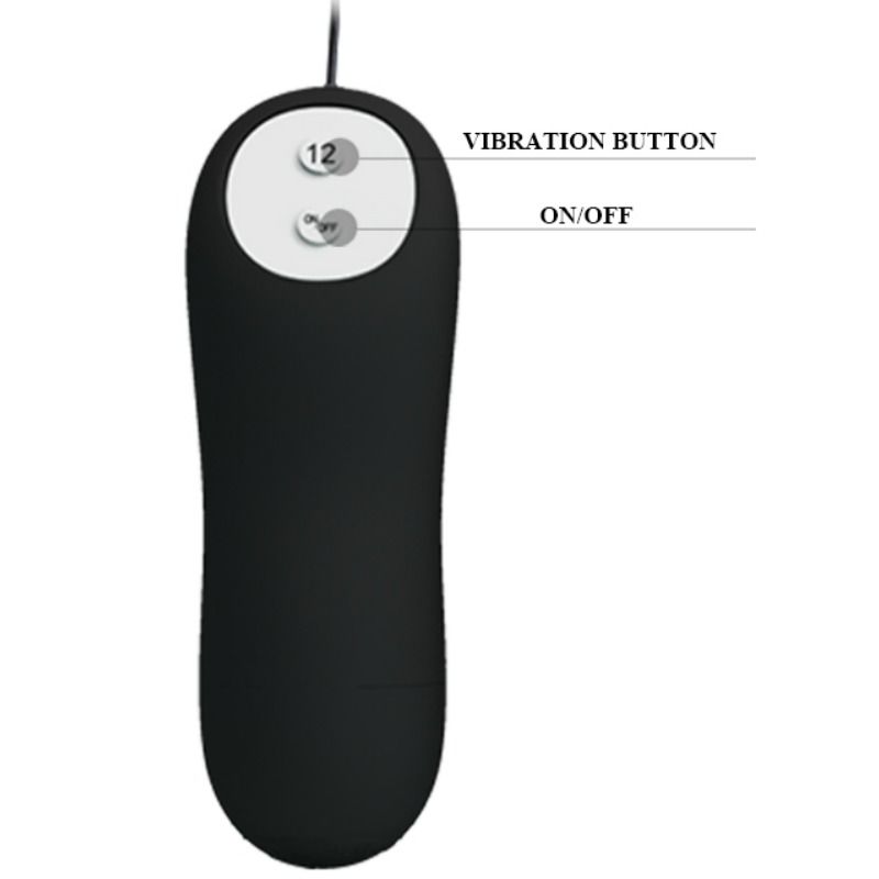 PRETTY LOVE PARTY UP Plug Anal Forme Dancre Silicone 12 Modes Vibration Noir — vue détaillée