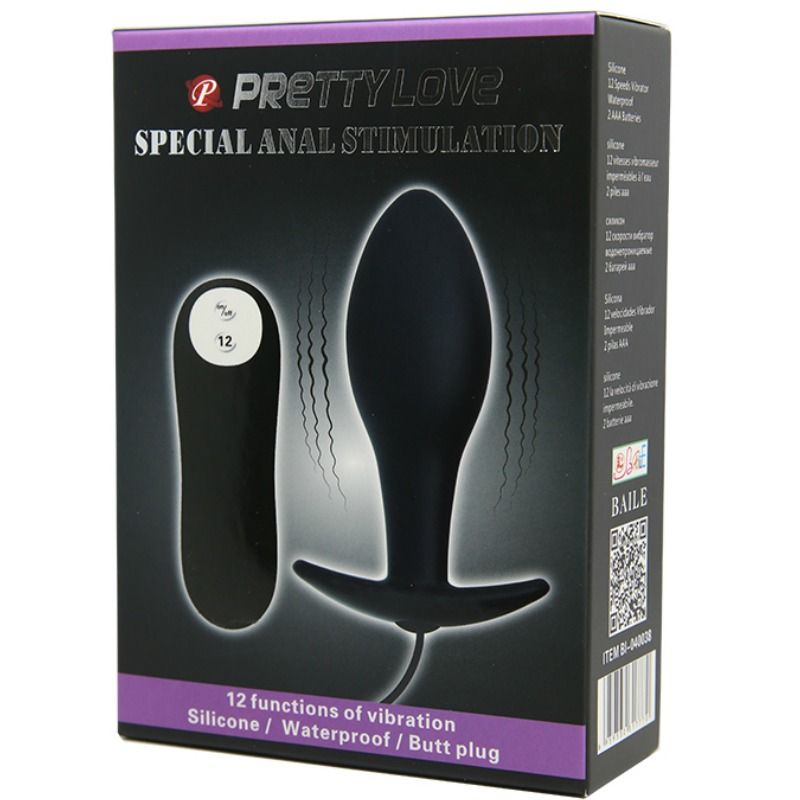 PRETTY LOVE PARTY UP Plug Anal Forme Dancre Silicone 12 Modes Vibration Noir — vue alternative