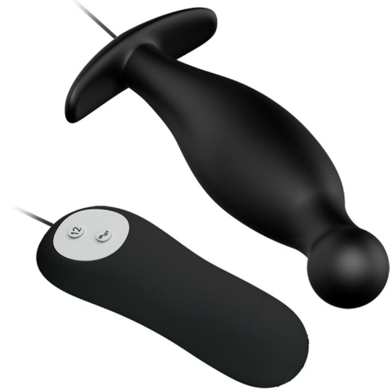 PRETTY LOVE Plug Anal Silicone 12 Modes Vibration Noir — vue alternative