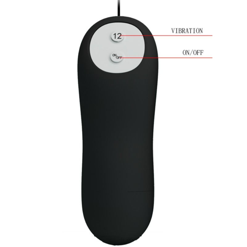 PRETTY LOVE Plug Anal Silicone 12 Modes Vibration Noir — accessoires inclus
