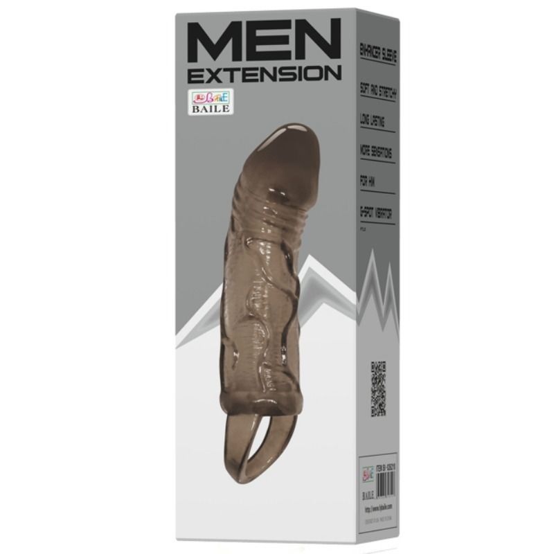 BAILE FOR HIM HOUSSE DEXTENSION PÉNIS SANGLE TESTICULES NOIR 13.5 CM - Aura Intime