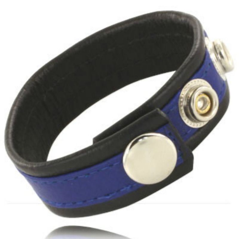 LEATHER BODY Sangle Cuir Réglable Pénis Bleu-Noir - Aura Intime