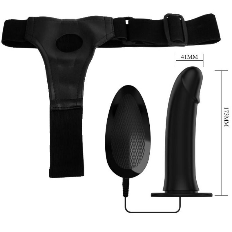 PRETTY LOVE MALE VITO STRAP ON GODE CREUX VIBRATION 17.3 CM — accessoires inclus
