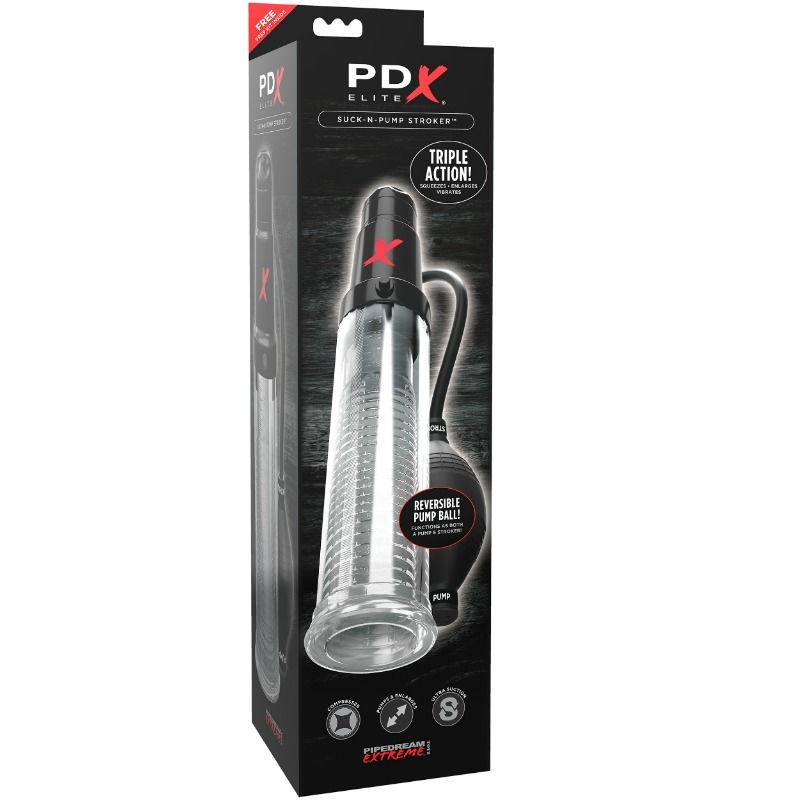 PDX ELITE Suck N Pump Stroker Masturbateur Vibrant Pompe D'Aspiration — vue arrière