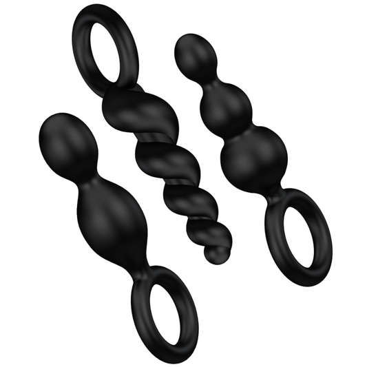 SATISFYER PLUGS Jeu Bouchons Anal 3 Pcs Noir - Aura Intime