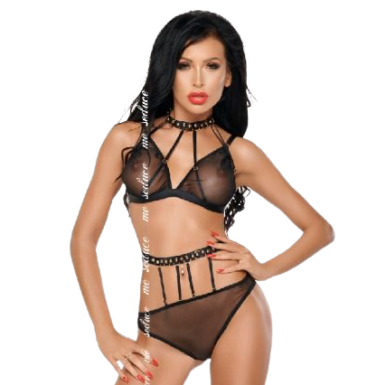 ME-SEDUCE SET Dotty Ensemble Deux Pièces Noir S/M - Aura Intime