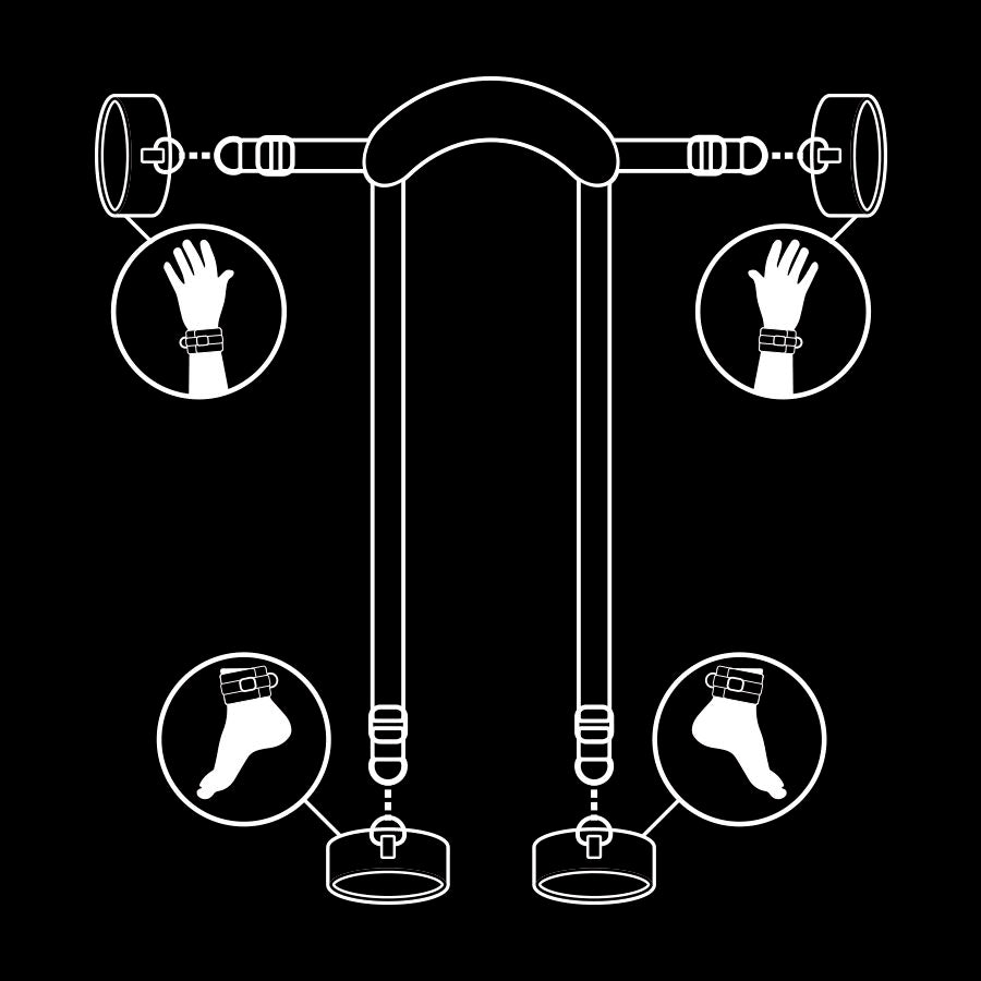 FETISH SUBMISSIVE BONDAGE Position Maître 4 Menottes Doublées Noprène — vue arrière