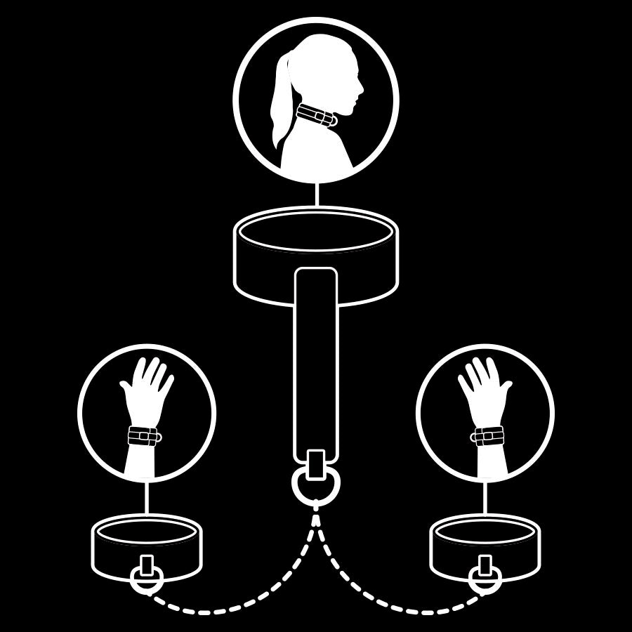 FETISH SUBMISSIVE BONDAGE Collier Menottes Cuir Végan Doublure Noprène — vue alternative