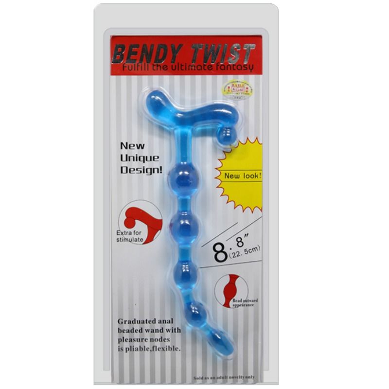 BAILE ANAL Balles Anal Bleues Bendy Twist — vue détaillée