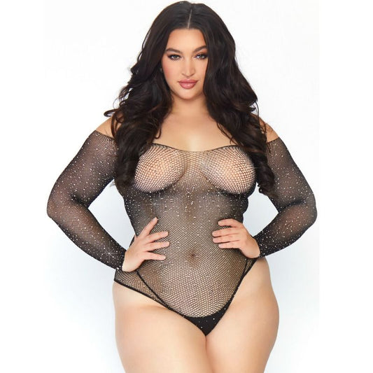 LEG AVENUE BODYSTOCKINGS Bodystocking Résille Cristalisée 1X-2X - Aura Intime
