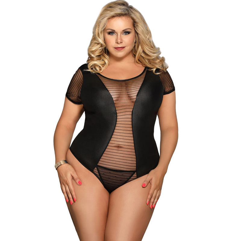 SUBBLIME QUEEN PLUS SIZE Queen Plus Fetish Manches Courtes Teddy - Aura Intime