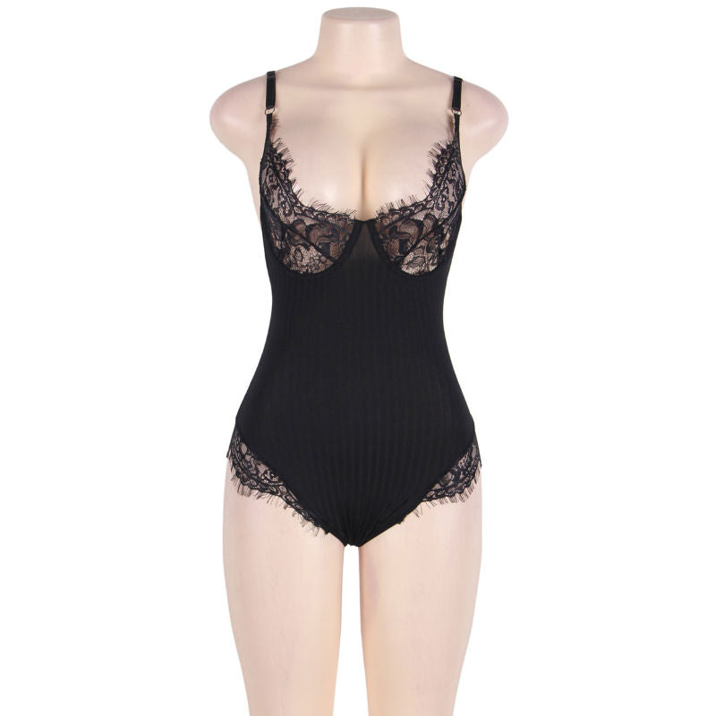SUBBLIME QUEEN PLUS SIZE Queen Plus Teddy Clairs Franges Noir - Aura Intime