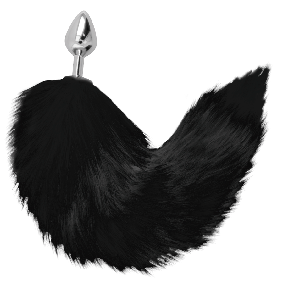 DARKNESS ANAL Plug Anal Argent 8 Cm Queue Noire — vue détaillée