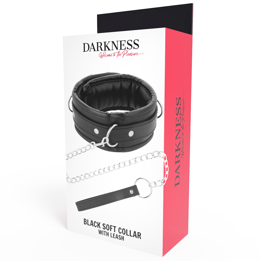 DARKNESS BONDAGE Collier Cuir Souple Chaîne — accessoires inclus