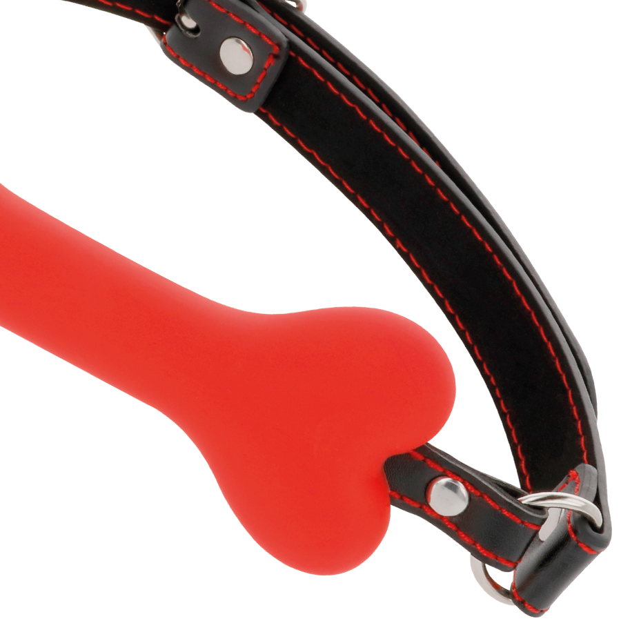 DARKNESS BONDAGE Bâillon Silicone À Os Rouge — vue alternative