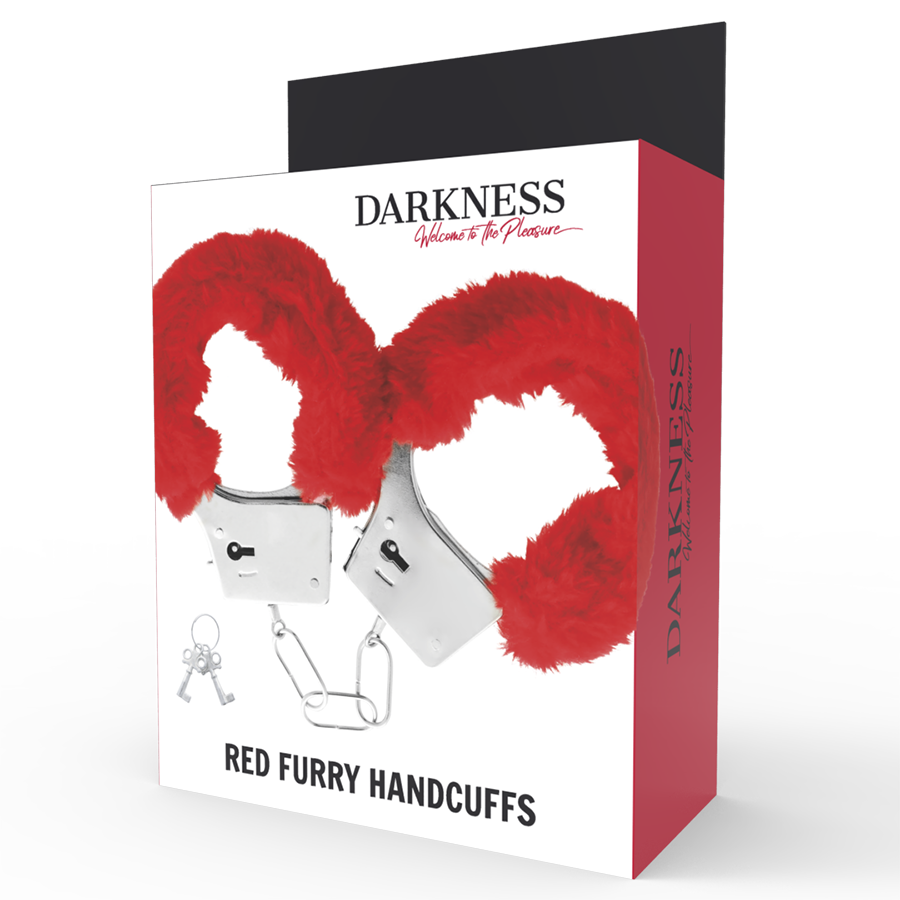 DARKNESS BONDAGE Menottes Métal Doublées Rouges — vue alternative