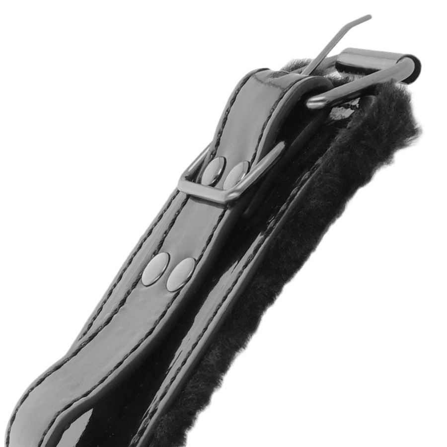 DARKNESS BONDAGE Menottes Ajustables Cuir Noir Cadenas — vue alternative