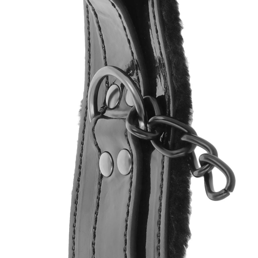 DARKNESS BONDAGE Menottes Cheville Réglables Cuir Noir Cadenas — vue arrière