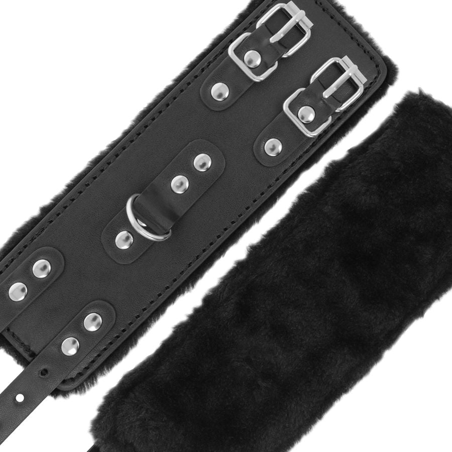 DARKNESS BONDAGE Menottes Ajustables Cuir Noir Doublure — accessoires inclus