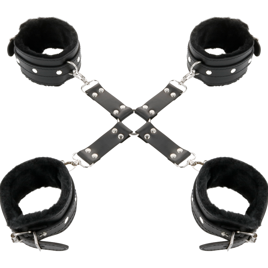 DARKNESS BONDAGE Menottes Cuir Pieds Mains Noir — vue détaillée