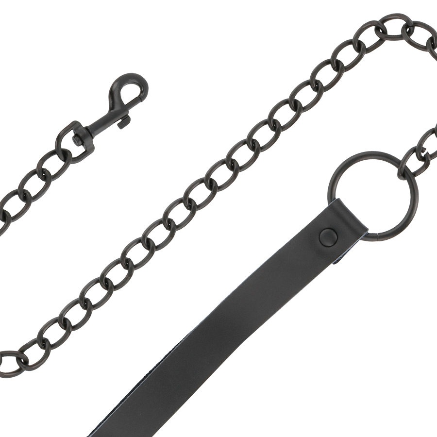 DARKNESS Menottes Collier Cuir Noir — accessoires inclus