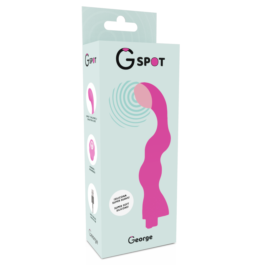 G-SPOT George G-Spot Vibrateur Gomme Rose — accessoires inclus