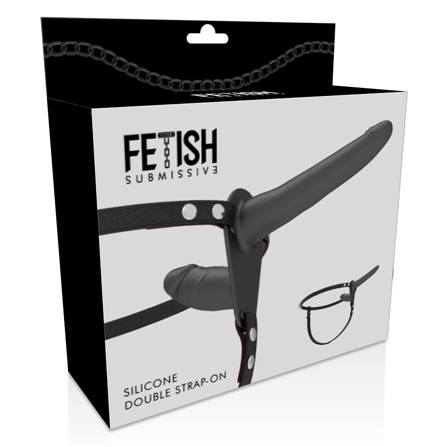 FETISH SUBMISSIVE HARNESS DOUBLE PÉNÉTRATION NOIR — accessoires inclus