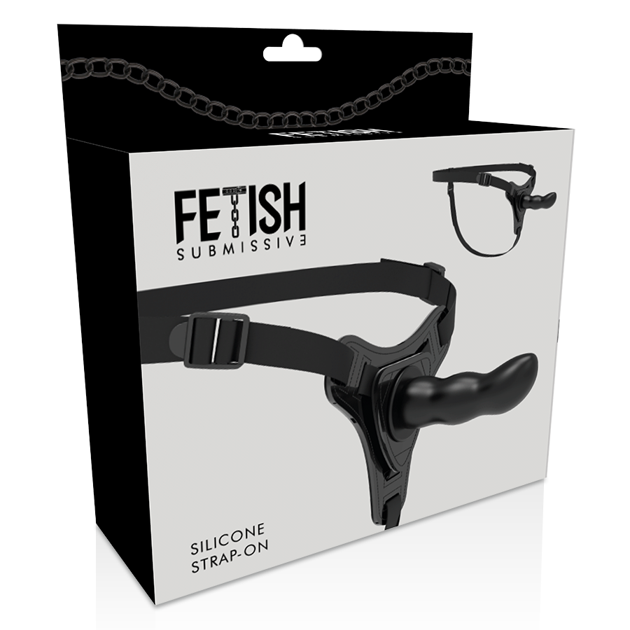FETISH SUBMISSIVE HARNESS SILICONE NOIR POINT G 16 CM — accessoires inclus