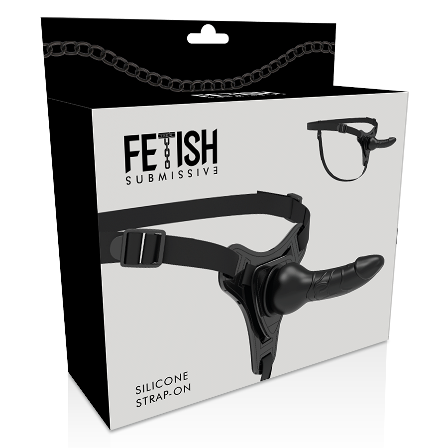 FETISH SUBMISSIVE HARNESS SILICONE NOIR RÉALISTE 16 CM — accessoires inclus