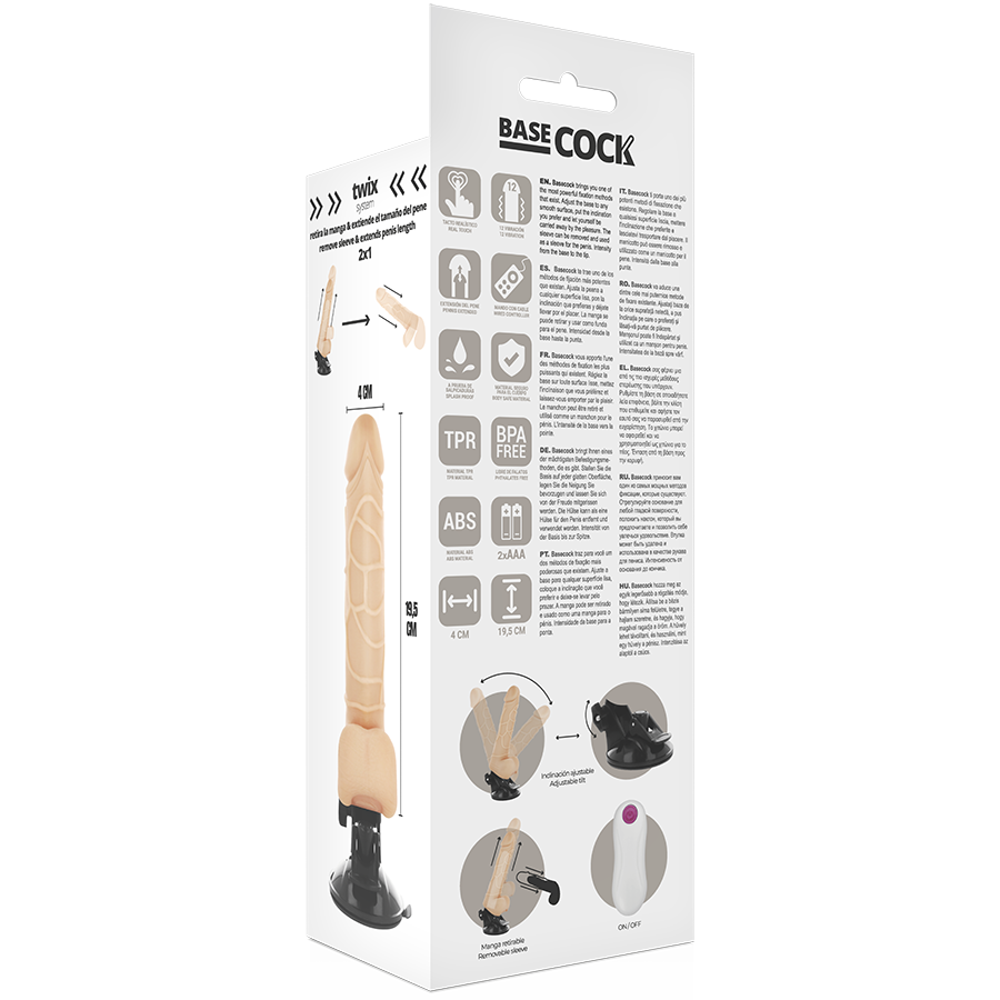 BASECOCK Vibrateur Réaliste Télécommande Naturel Testicules19.5 Cm... — accessoires inclus