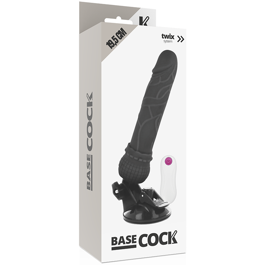 BASECOCK Vibrateur Réaliste Télécommande Noir 19.5 Cm -O- 4 Cm — vue arrière