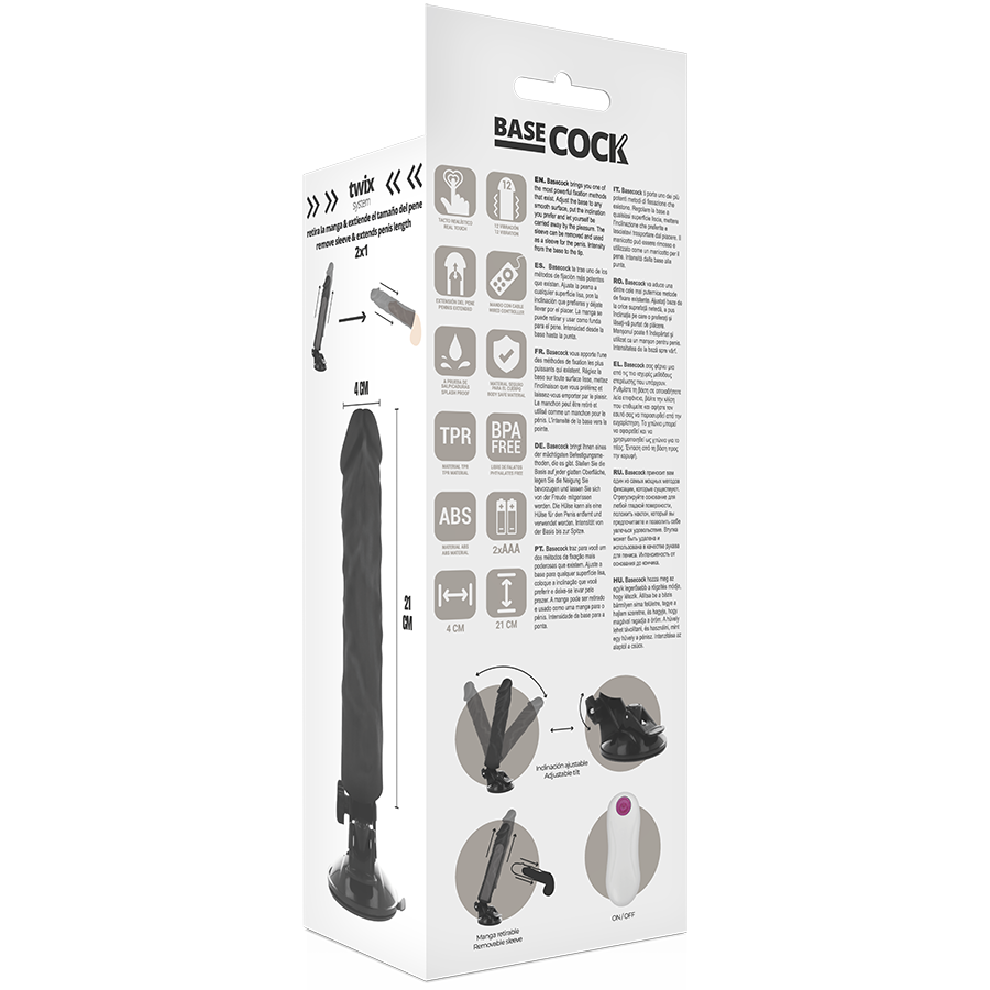 BASECOCK Vibrateur Réaliste Télécommande Noir 21 Cm -O- 4 Cm — vue alternative