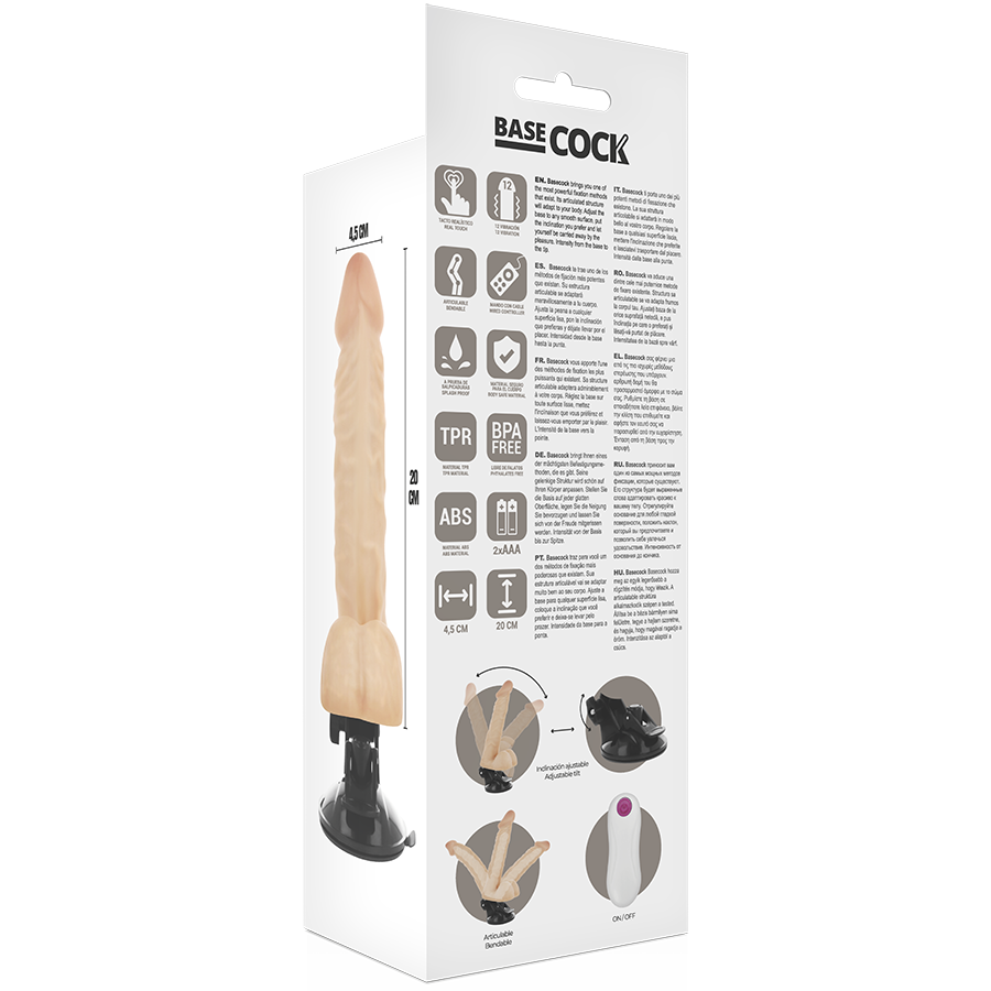BASECOCK Vibrateur Articulable Télécommande Naturel 20 Cm -O- 4.5 Cm — vue arrière