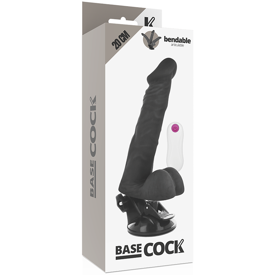 BASECOCK Vibrateur Articulable Télécommande Noir 20 Cm -O- 4.5 Cm — accessoires inclus