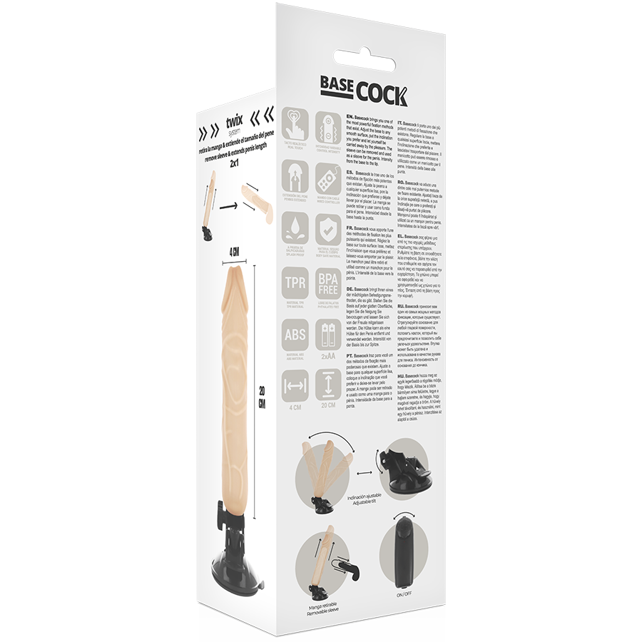 BASECOCK Vibrateur Télécommande Naturel Réaliste 20 Cm -O- 4 Cm — accessoires inclus