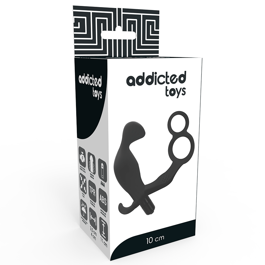 ADDICTED TOYS Plug Anal Double Anneau Pénis Testicules Noir — vue arrière