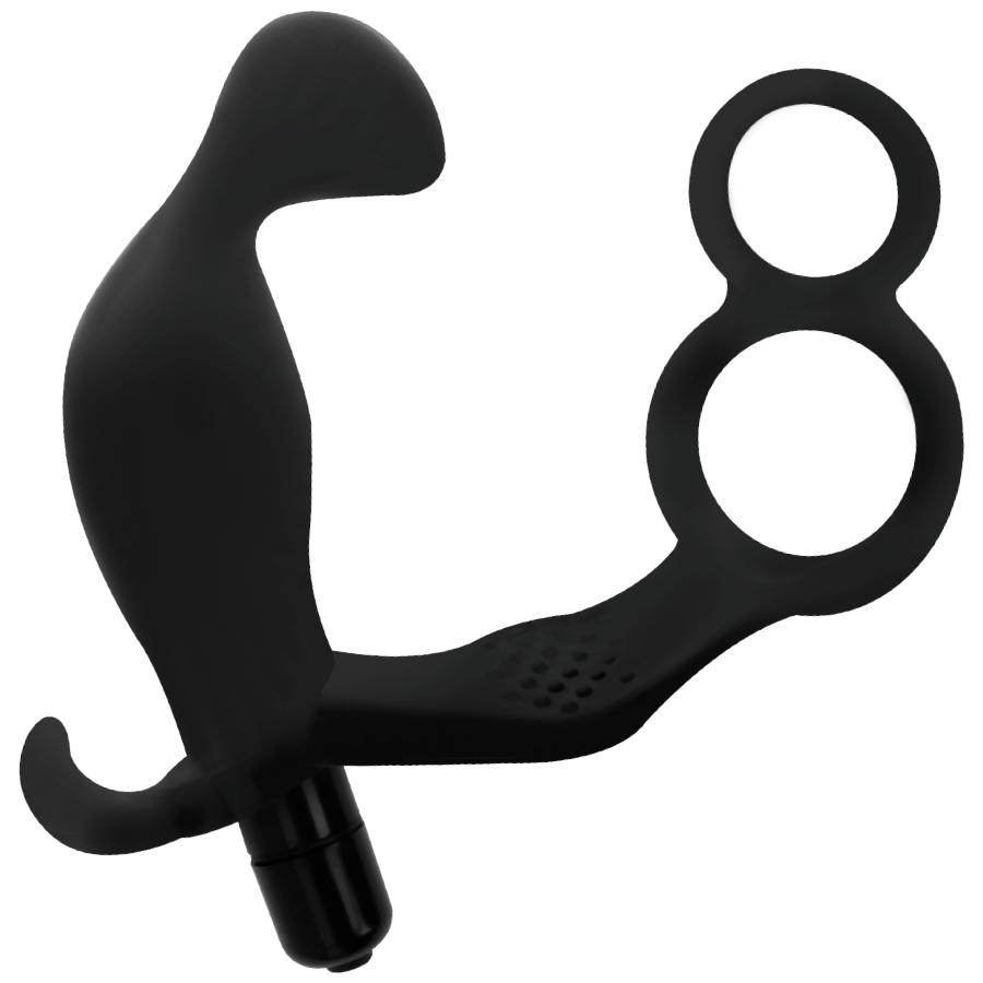 ADDICTED TOYS Plug Anal Double Anneau Pénis Testicules Noir — vue alternative