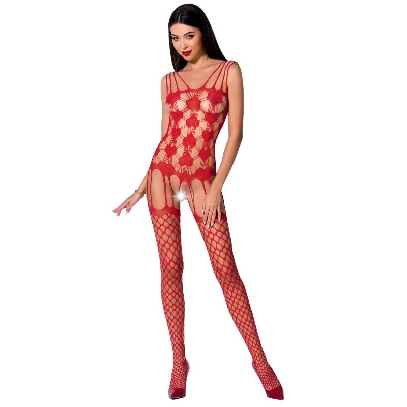 PASSION WOMAN Femme Bs067 Bodystocking Rouge Taille Unique - Aura Intime
