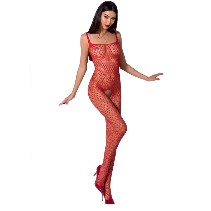 PASSION WOMAN Femme Bs071 Bodystocking Rouge Taille Unique - Aura Intime