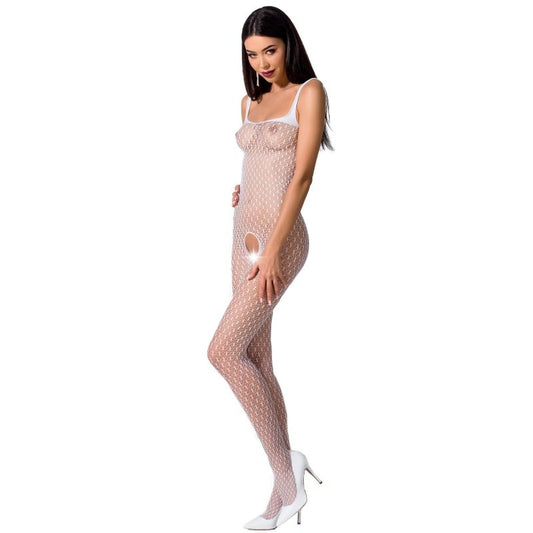 PASSION WOMAN Femme Bs071 Bodystocking Blanc Taille Unique - Aura Intime