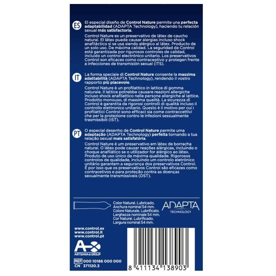 CONTROL CONDOMS Préservatifs Adapta Nature 12 Unités — vue détaillée